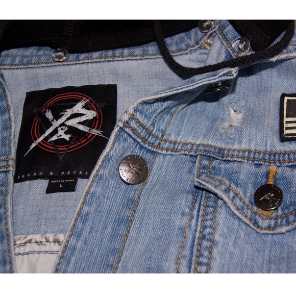 Jean jacket with sweatshirt detail - Picture 3 of 4